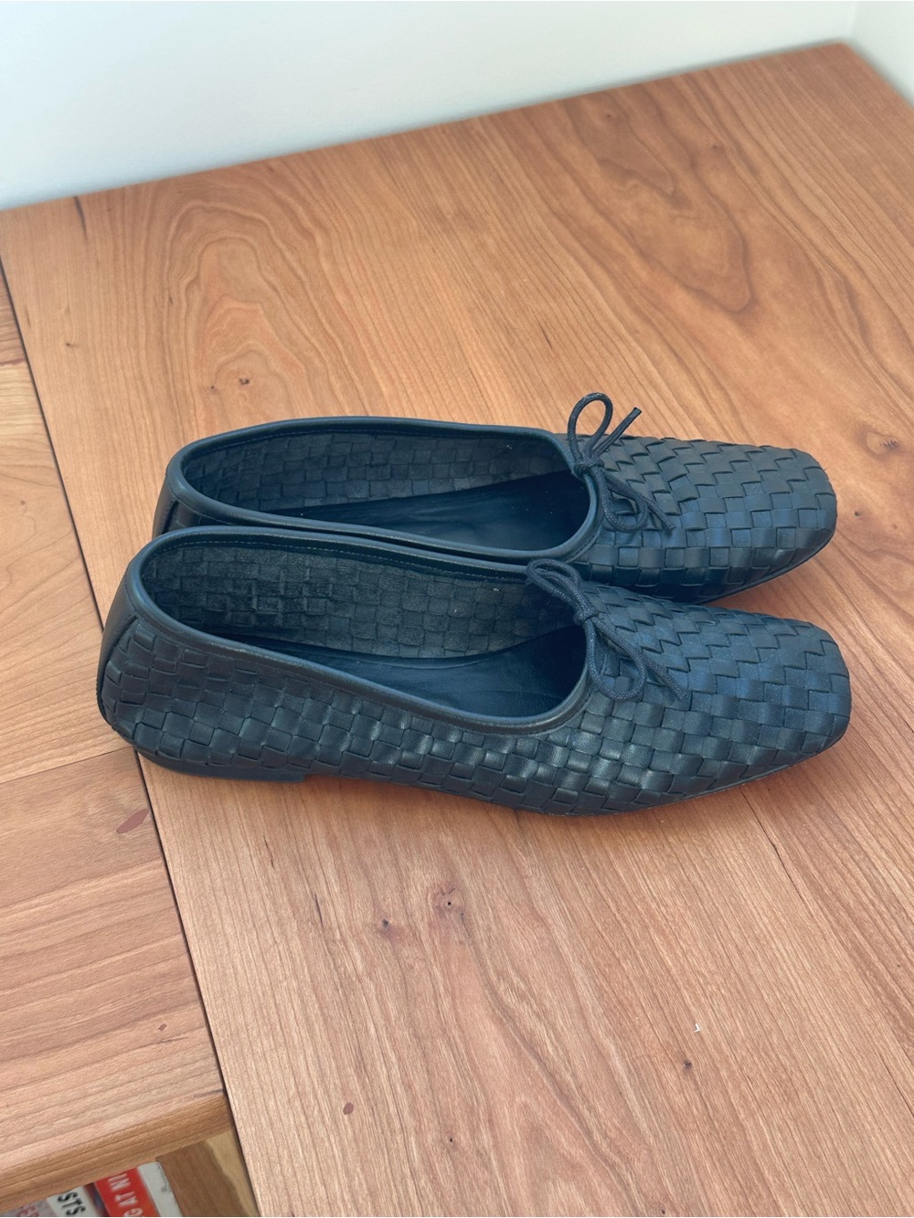 Freda Salvador Jada Square Toe Black Woven Flat - Picture 4 of 5